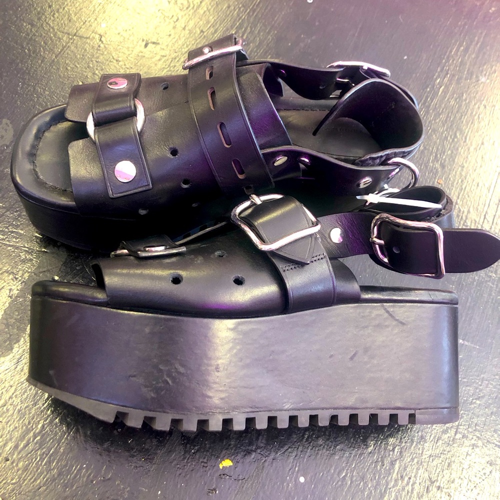 Alexander wang leather buckle platform sandals